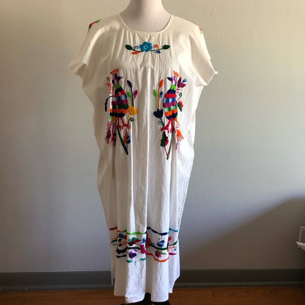 Hand-embroidered Mexican shift dress